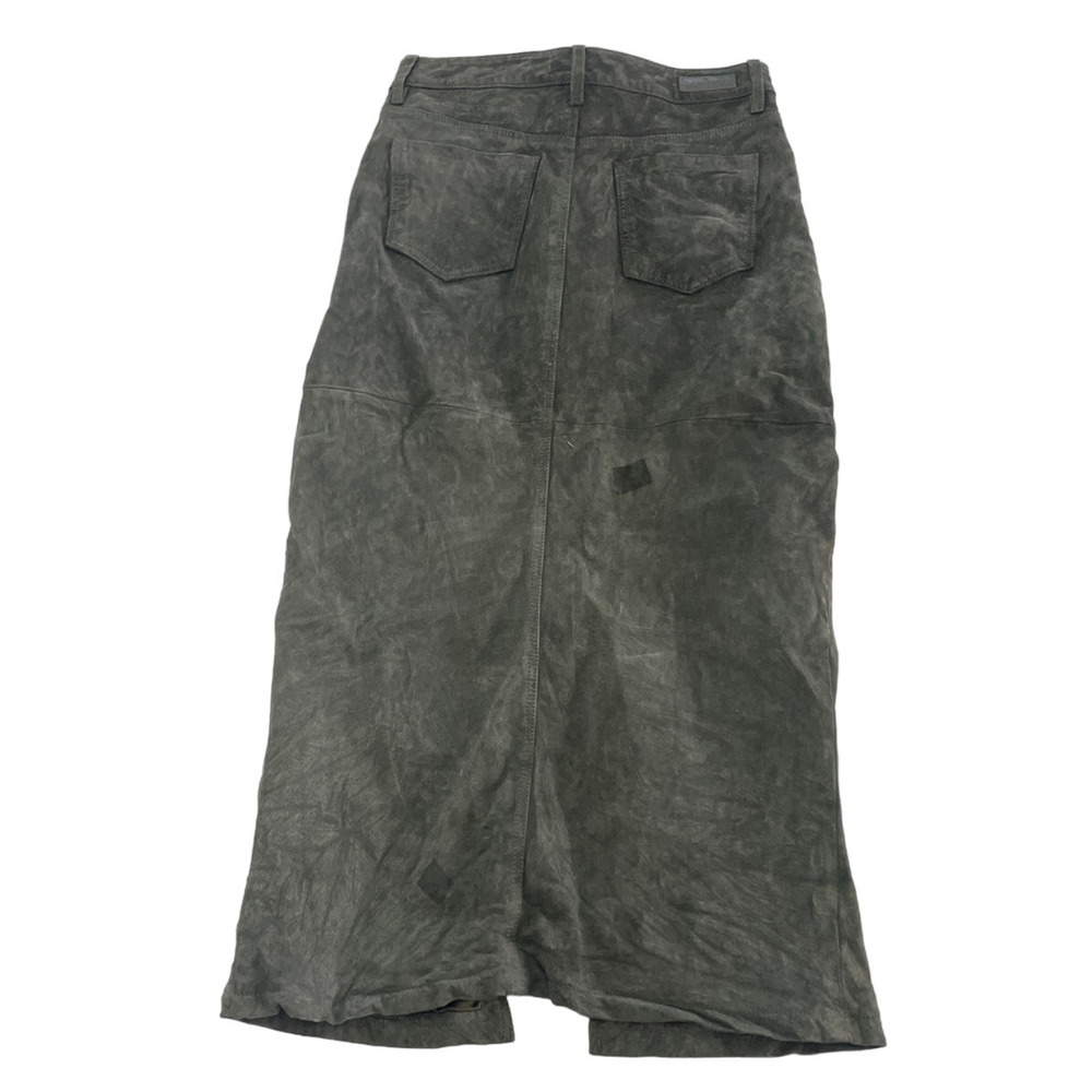 Blank NYC Skirt Womens 26 Green Leather Midi Hunter Front Slit Retro Weathered‎ - Picture 3 of 8